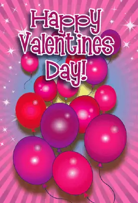 Pink Balloons Valentines Card valentine