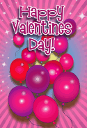 Pink Balloons Valentines Card