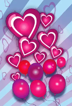 Hearts and Balloons Valentines Card valentine