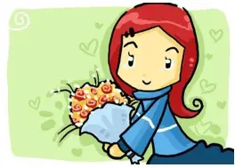 Girl Holding Flowers valentine