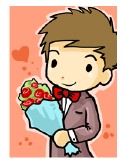 Boy Holding Roses